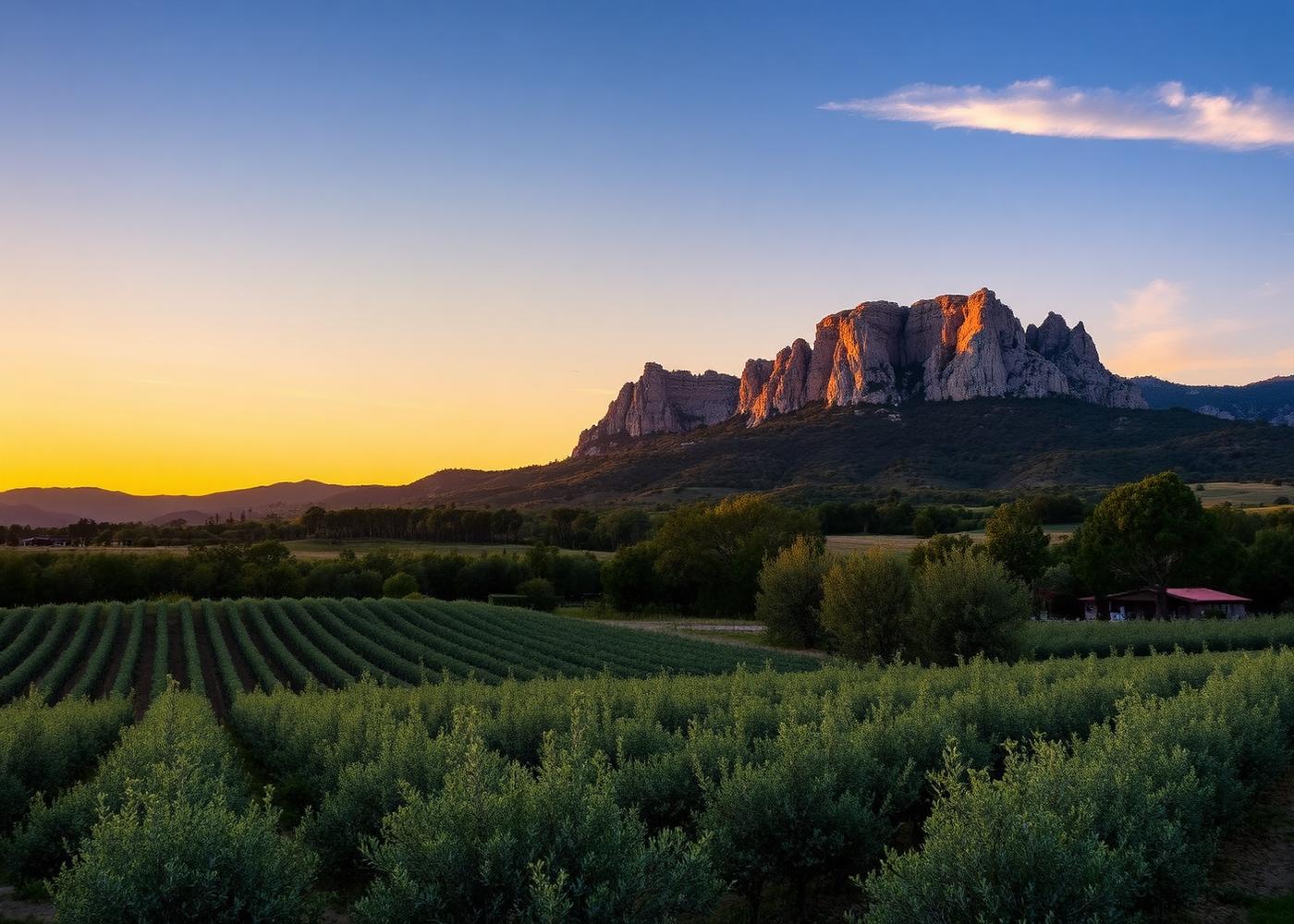Vue sur la montagne Sainte-Victoire au coucher du soleil